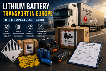 Transport von Lithiumbatterien in Europa mit ADR-Gefahrgutkennzeichnungen und Logistik-Compliance